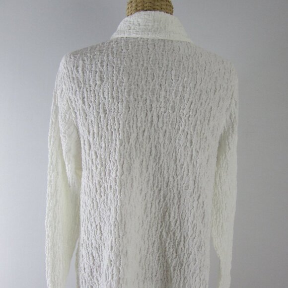 Habitat Womens Large Ivory White LS Cotton Blend Button Shirt Relaxed Stretchy - Picture 5 of 13